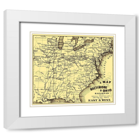 Baltimore and Ohio Railroad - Hoen 1860 White Modern Wood Framed Art Print with Double Matting by Hoen