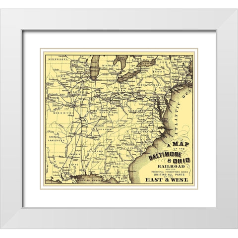 Baltimore and Ohio Railroad - Hoen 1860 White Modern Wood Framed Art Print with Double Matting by Hoen