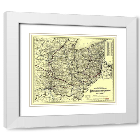 Bellaire, Zanesville and Cincinatti Railway 1883 White Modern Wood Framed Art Print with Double Matting by Colton