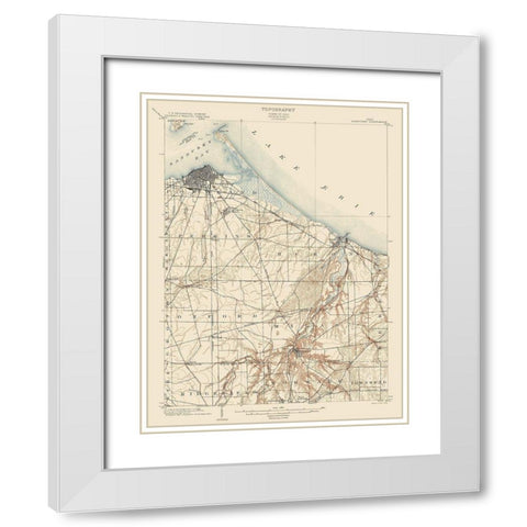 Sandusky Ohio Quad - USGS 1904 White Modern Wood Framed Art Print with Double Matting by USGS