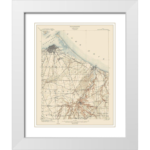 Sandusky Ohio Quad - USGS 1904 White Modern Wood Framed Art Print with Double Matting by USGS