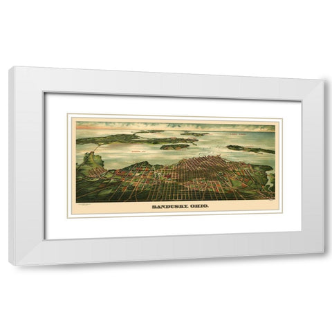 Sandusky Ohio - Alvord 1898 White Modern Wood Framed Art Print with Double Matting by Alvord