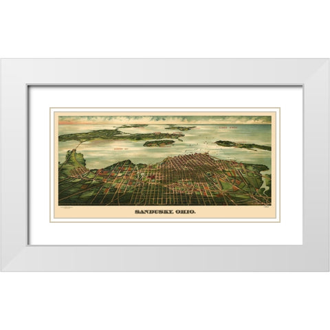 Sandusky Ohio - Alvord 1898 White Modern Wood Framed Art Print with Double Matting by Alvord