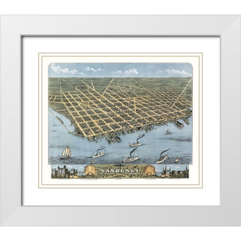 Sandusky Ohio -Stoner 1870 White Modern Wood Framed Art Print with Double Matting by Stoner