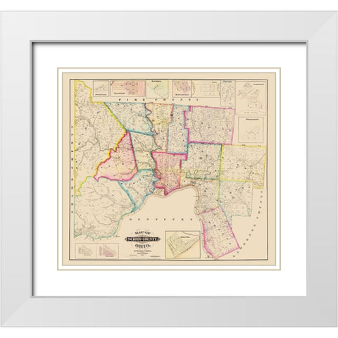 Scioto Ohio - Barton 1875 White Modern Wood Framed Art Print with Double Matting by Barton