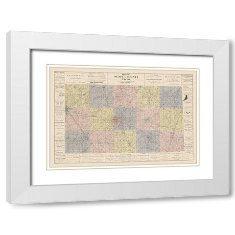 Seneca County Ohio - Woods 1896 White Modern Wood Framed Art Print with Double Matting by Woods
