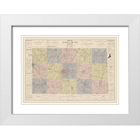 Seneca County Ohio - Woods 1896 White Modern Wood Framed Art Print with Double Matting by Woods