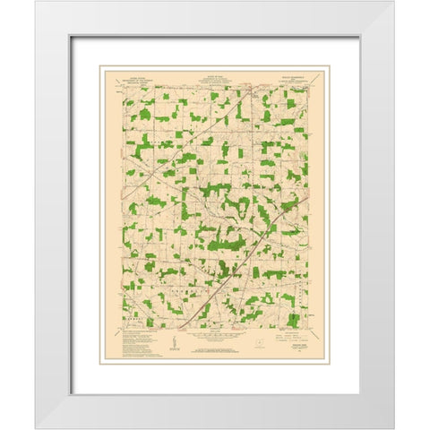 Shauck Ohio Quad - USGS 1961 White Modern Wood Framed Art Print with Double Matting by USGS