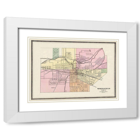 Springfield Ohio - Moler 1872 White Modern Wood Framed Art Print with Double Matting by Moler