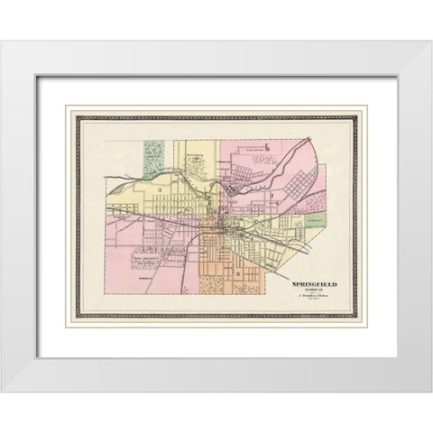Springfield Ohio - Moler 1872 White Modern Wood Framed Art Print with Double Matting by Moler