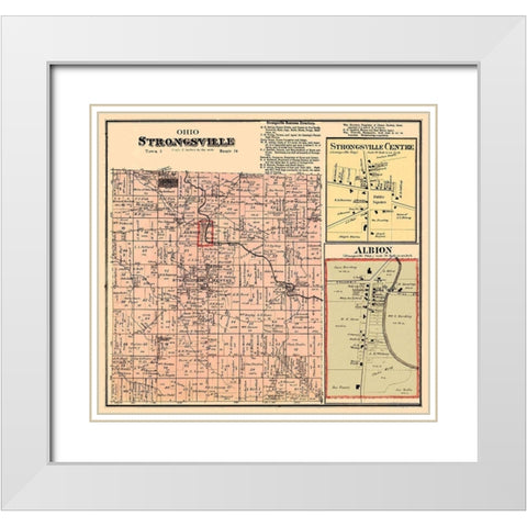Strongsville Ohio Landowner - Titus 1876 White Modern Wood Framed Art Print with Double Matting by Titus