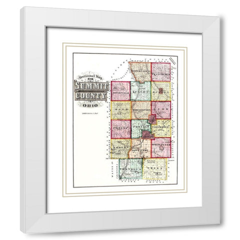 Summit Ohio - 1874 White Modern Wood Framed Art Print with Double Matting by Unknown