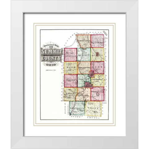 Summit Ohio - 1874 White Modern Wood Framed Art Print with Double Matting by Unknown