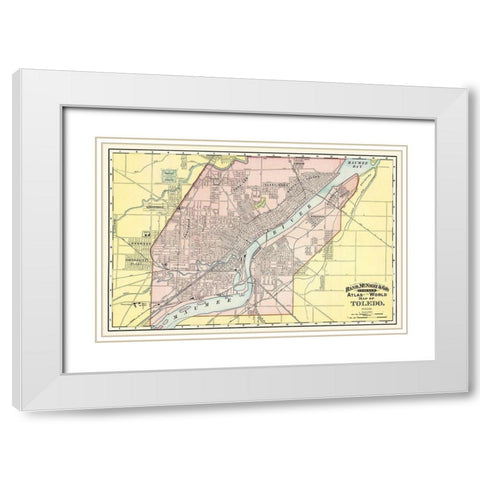 Toledo Ohio - Rand McNally 1897 White Modern Wood Framed Art Print with Double Matting by Rand McNally