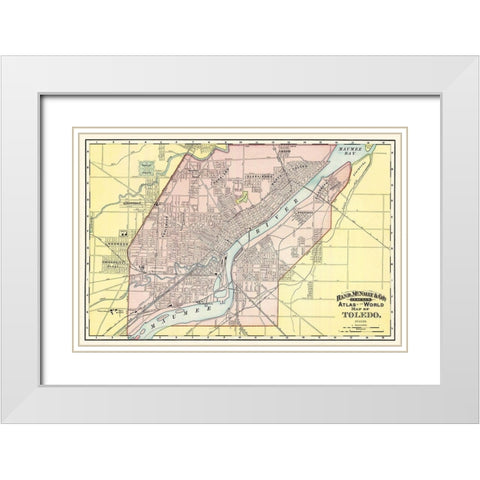 Toledo Ohio - Rand McNally 1897 White Modern Wood Framed Art Print with Double Matting by Rand McNally
