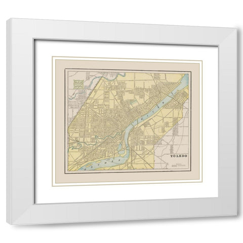 Toledo Ohio - Cram 1892 White Modern Wood Framed Art Print with Double Matting by Cram