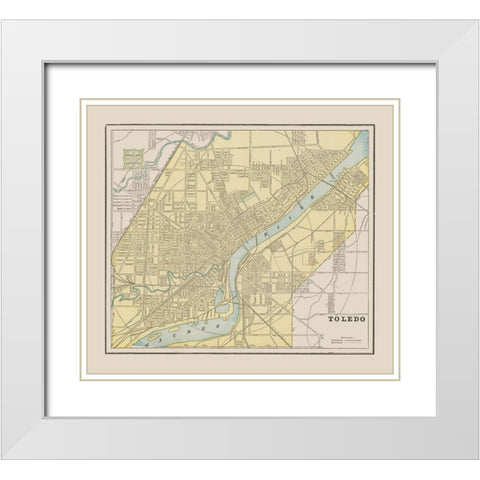 Toledo Ohio - Cram 1892 White Modern Wood Framed Art Print with Double Matting by Cram
