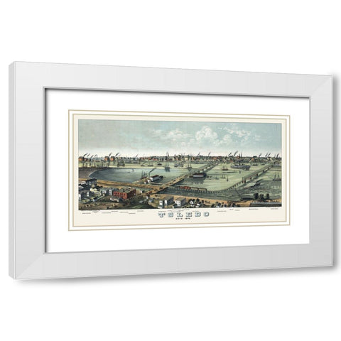 Toledo Ohio - Stoner 1876 White Modern Wood Framed Art Print with Double Matting by Stoner