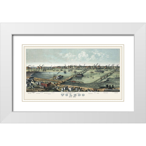 Toledo Ohio - Stoner 1876 White Modern Wood Framed Art Print with Double Matting by Stoner