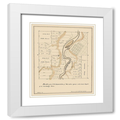 Two Miles Square Ohio - Williams 1817 White Modern Wood Framed Art Print with Double Matting by Williams