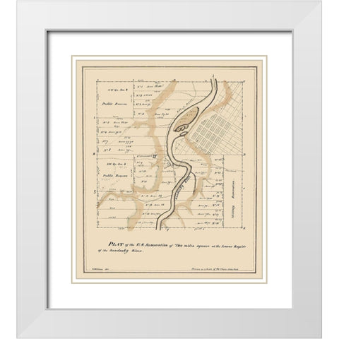 Two Miles Square Ohio - Williams 1817 White Modern Wood Framed Art Print with Double Matting by Williams