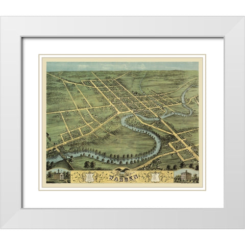Warren Ohio - Stoner 1870 White Modern Wood Framed Art Print with Double Matting by Stoner