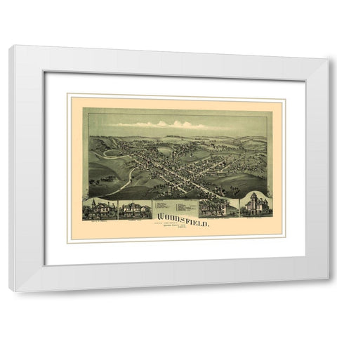 Woodsfield Ohio - Fowler 1899 White Modern Wood Framed Art Print with Double Matting by Fowler