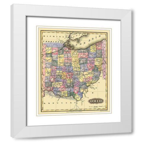 Ohio - Lucas 1823 White Modern Wood Framed Art Print with Double Matting by Lucas
