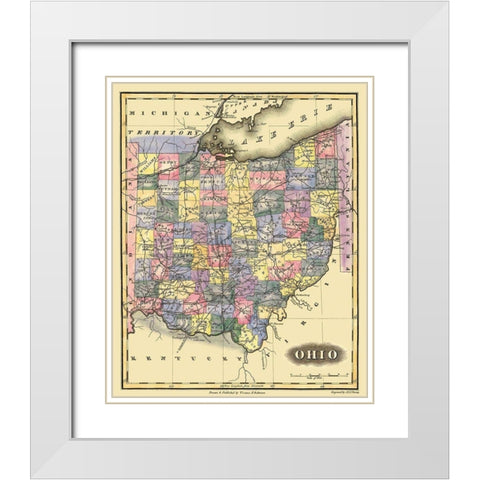 Ohio - Lucas 1823 White Modern Wood Framed Art Print with Double Matting by Lucas