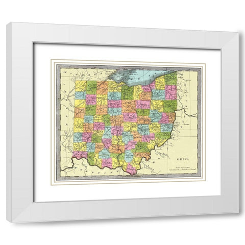 Ohio - Burr 1831 White Modern Wood Framed Art Print with Double Matting by Burr