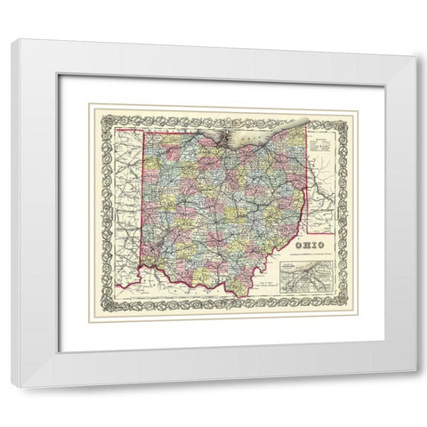 Ohio - Colton 1855 White Modern Wood Framed Art Print with Double Matting by Colton