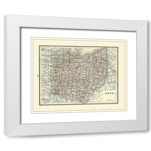 Ohio - Rathbun 1893 White Modern Wood Framed Art Print with Double Matting by Rathbun