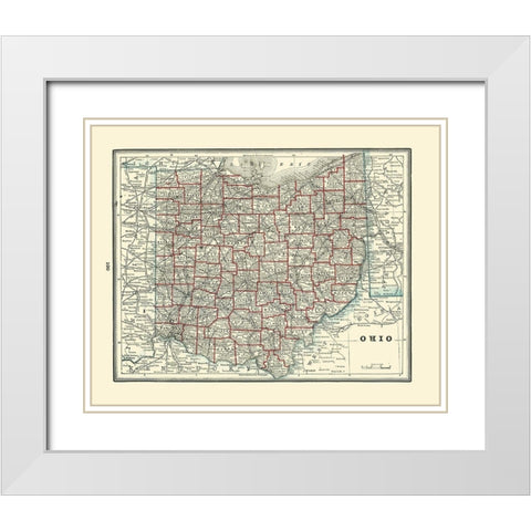 Ohio - Rathbun 1893 White Modern Wood Framed Art Print with Double Matting by Rathbun