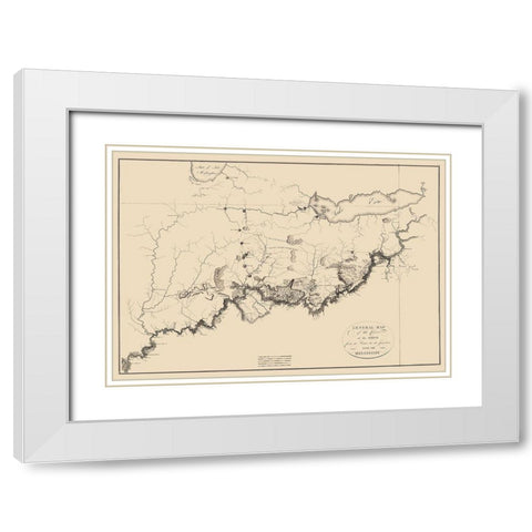 Ohio River - Collot 1796 White Modern Wood Framed Art Print with Double Matting by Collot