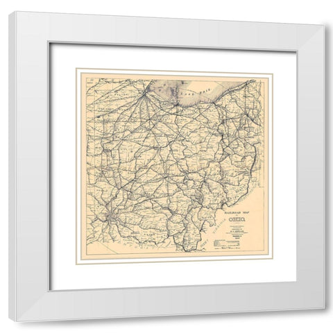 Ohio - Cappeller 1887 White Modern Wood Framed Art Print with Double Matting by Cappeller