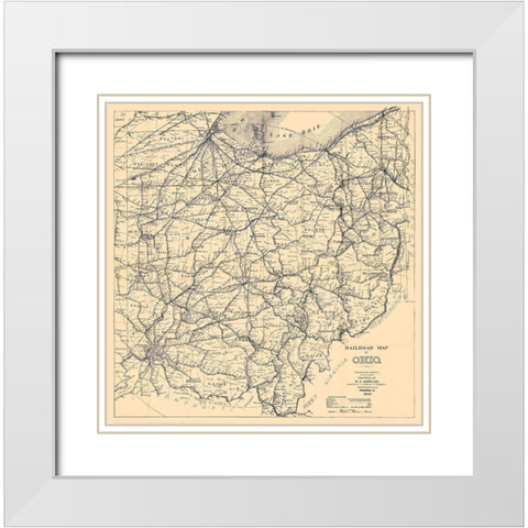 Ohio - Cappeller 1887 White Modern Wood Framed Art Print with Double Matting by Cappeller