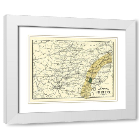 Ohio Railroads - Gray 1873 White Modern Wood Framed Art Print with Double Matting by Gray