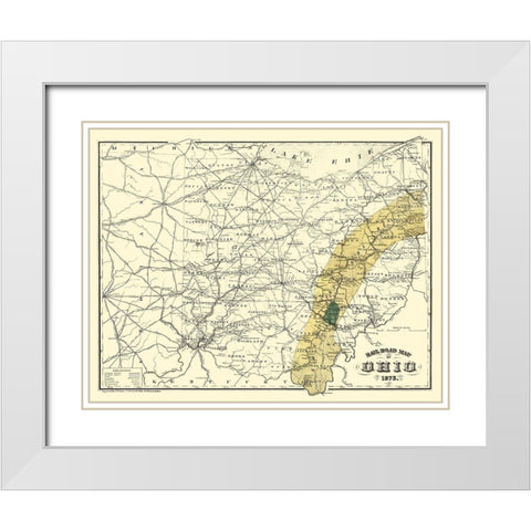 Ohio Railroads - Gray 1873 White Modern Wood Framed Art Print with Double Matting by Gray