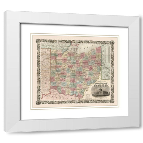 Ohio - Colton 1851 White Modern Wood Framed Art Print with Double Matting by Colton