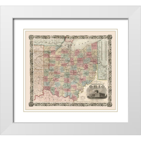 Ohio - Colton 1851 White Modern Wood Framed Art Print with Double Matting by Colton