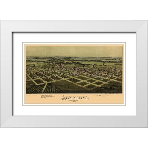 Ardmore Oklahoma - Fowler 1891 White Modern Wood Framed Art Print with Double Matting by Fowler
