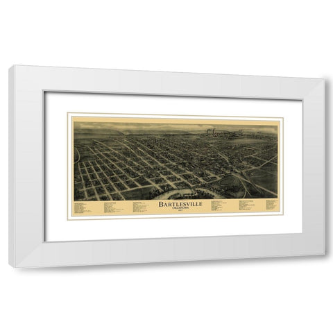 Bartlesville Oklahoma - Fowler 1917 White Modern Wood Framed Art Print with Double Matting by Fowler