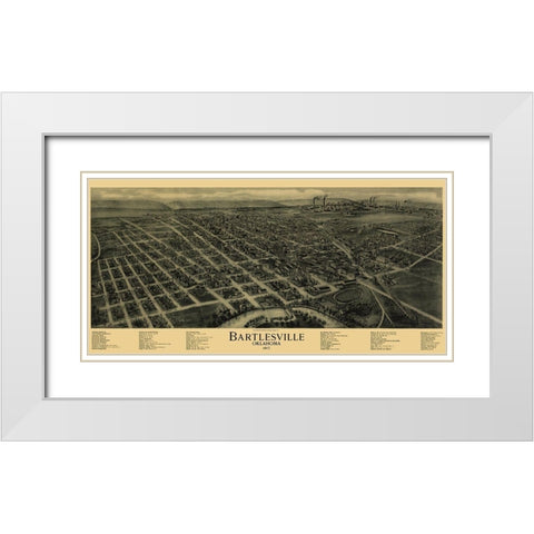 Bartlesville Oklahoma - Fowler 1917 White Modern Wood Framed Art Print with Double Matting by Fowler