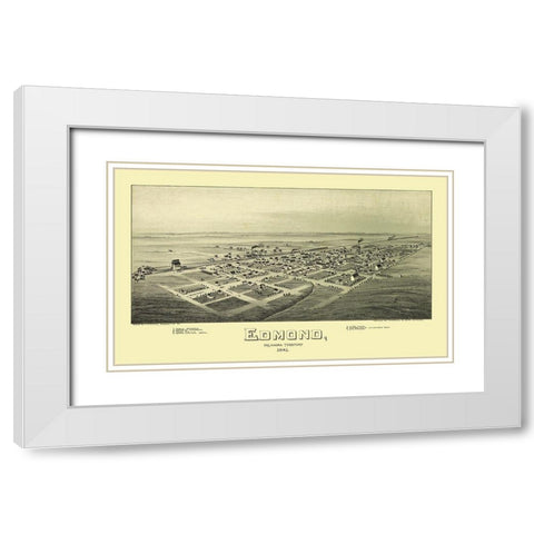 Edmond Oklahoma - Fowler 1891 White Modern Wood Framed Art Print with Double Matting by Fowler