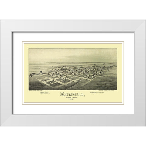 Edmond Oklahoma - Fowler 1891 White Modern Wood Framed Art Print with Double Matting by Fowler