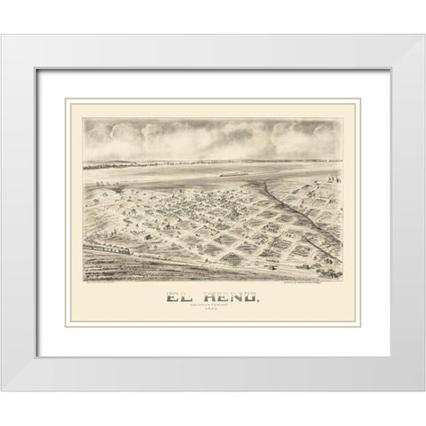 El Reno Oklahoma - Fowler 1891 White Modern Wood Framed Art Print with Double Matting by Fowler