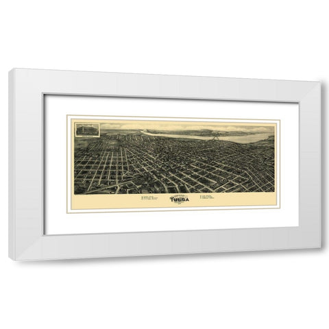 Tulsa Oklahoma - Fowler 1918 White Modern Wood Framed Art Print with Double Matting by Fowler