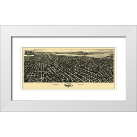 Tulsa Oklahoma - Fowler 1918 White Modern Wood Framed Art Print with Double Matting by Fowler