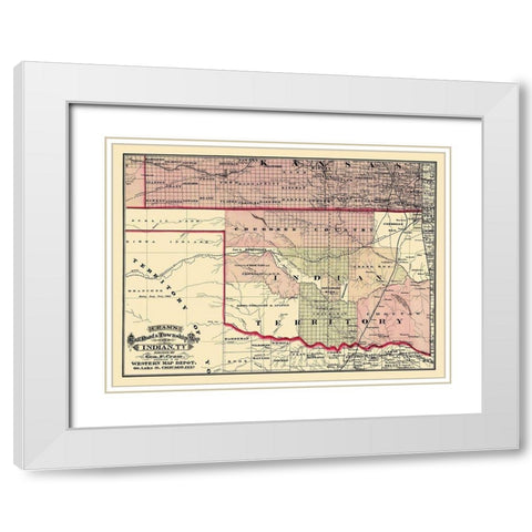 Oklahoma Indian Territory - Cram 1875 White Modern Wood Framed Art Print with Double Matting by Cram