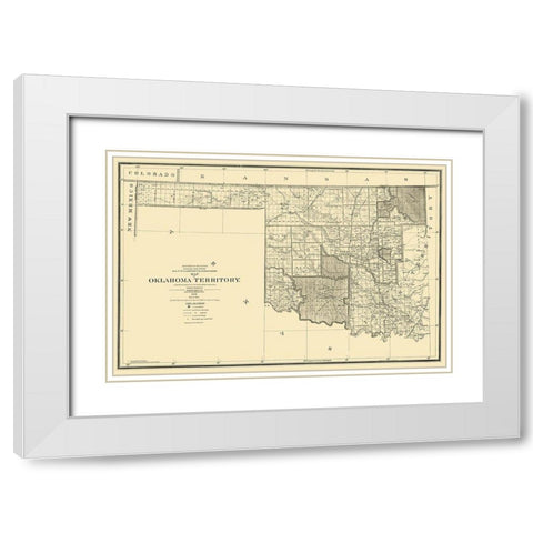 Oklahoma Arapahoe Territory - 1894 White Modern Wood Framed Art Print with Double Matting by King